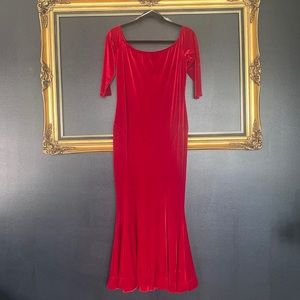 Red velvet dress